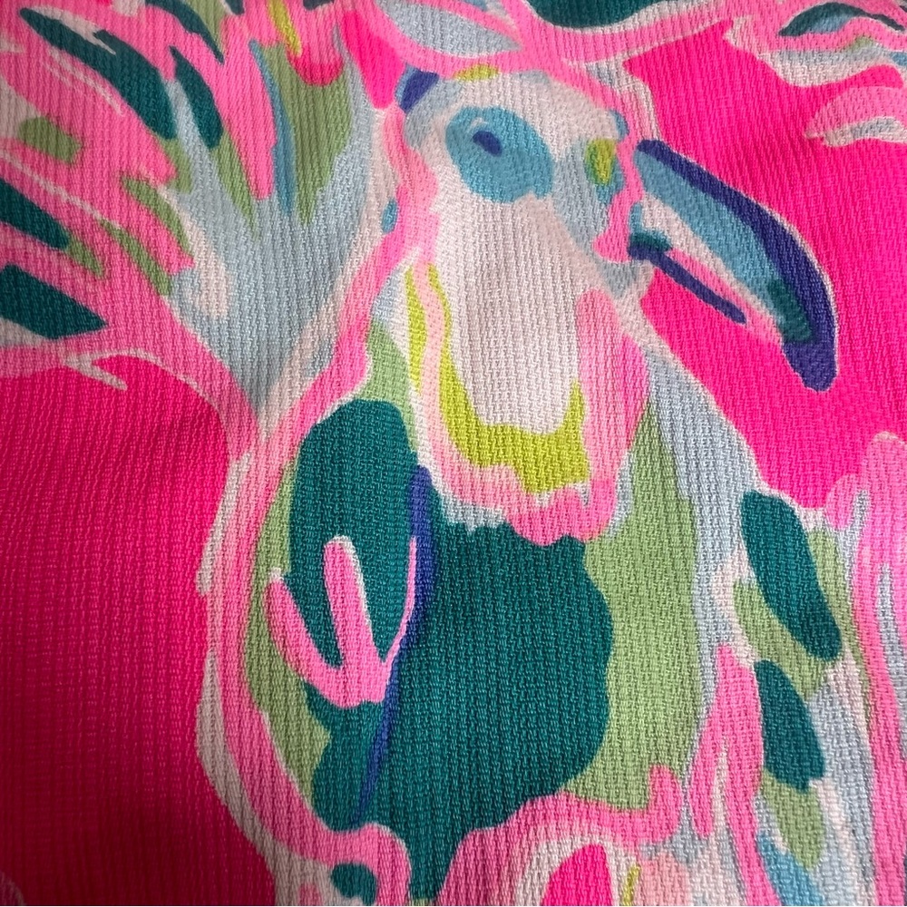 LILLY PULITZER Mini Callahan Girls Shorts Pink Toucan Can Sz 12 Adjustable Waist - Picture 8 of 9